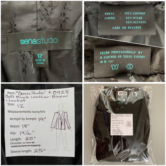 “SienaStudio” Black Soft Leather Blazer Jacket size 12 - Picture 12 of 16